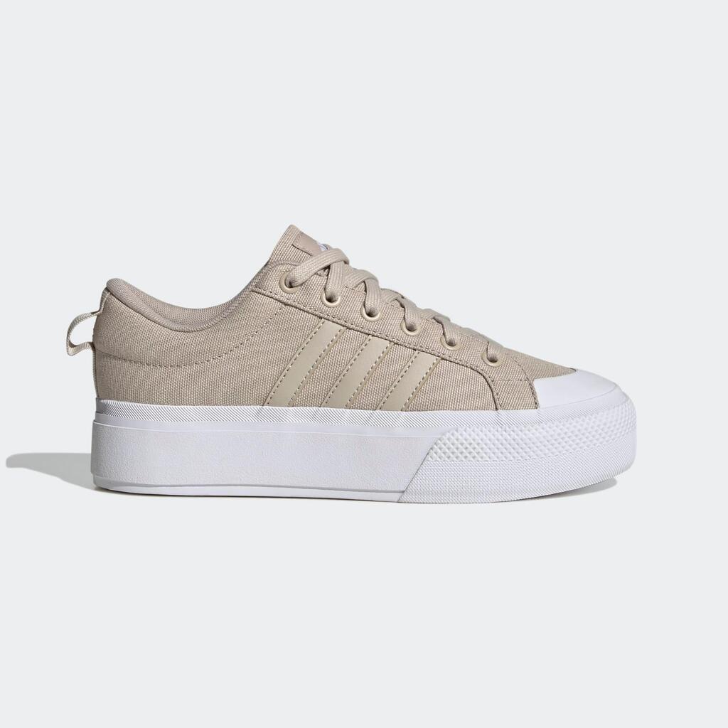 WOMEN'S ADIDAS BRAVADA PLATFORM WALKING TRAINERS - BEIGE